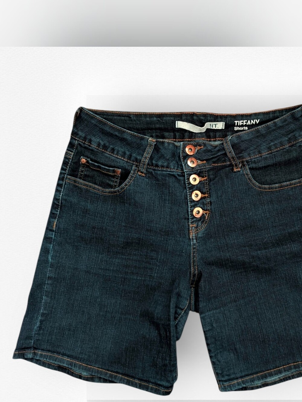 Jean Shorts !iT Jeans Tiffany Shorts Dark Wash Denim Button Fly Size 10